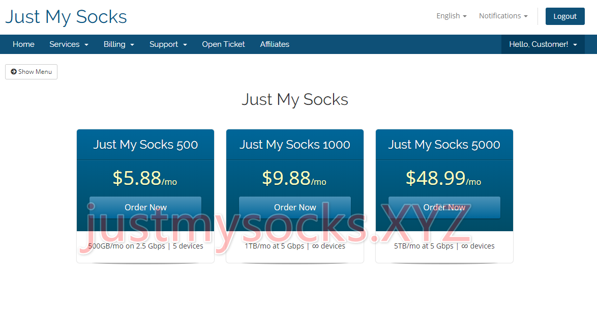 Just My Socks 100 套餐已隐藏购买